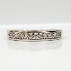 18K White Gold Simulated Diamond Band Ring